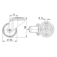 TENTE Zwenkwiel RVS 100 nylon NO boutgat