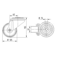 TENTE Zwenkwiel RVS 125 nylon NO boutgat