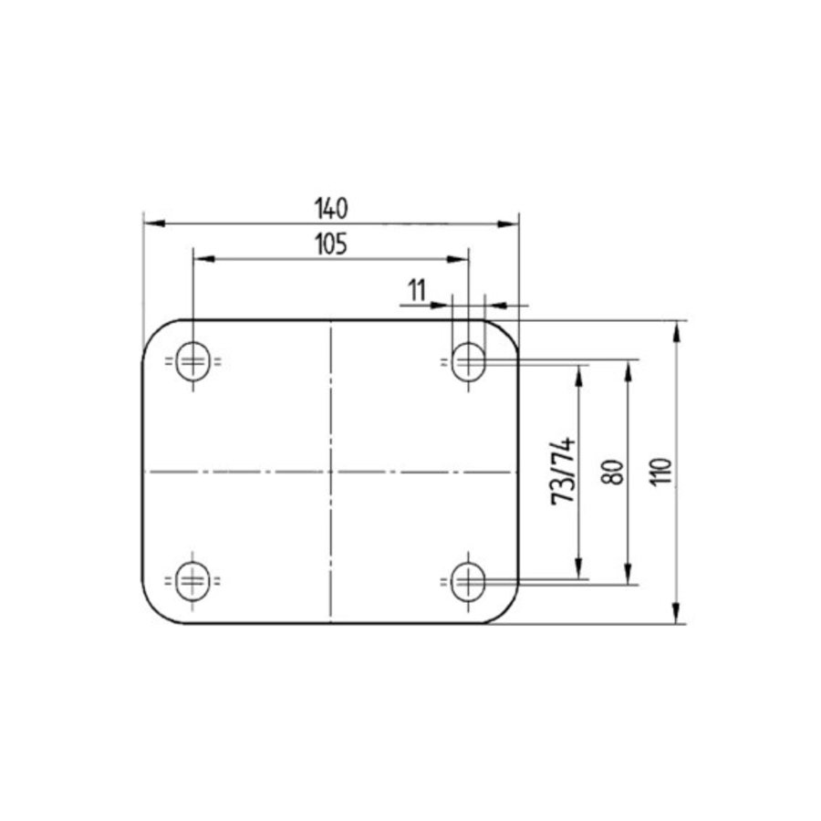 TENTE Zwenkwiel RVS nylon 125 8NO plaat