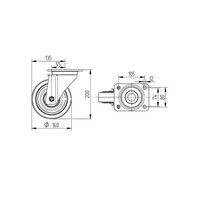 TENTE Zwenkwiel RVS nylon 160 8NO plaat