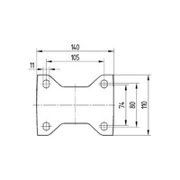 TENTE Bokwiel RVS nylon 125 8NO plaat