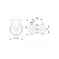 TENTE Bokwiel RVS nylon 160 8NO plaat