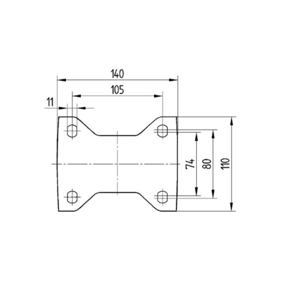 TENTE Bokwiel RVS 125 8NOP plaat