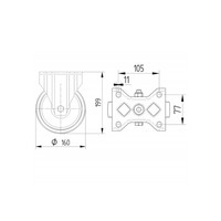 TENTE Bokwiel RVS 160 8NOP plaat