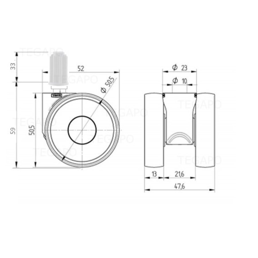 PAPU LOW wiel 50mm plug rond 19mm