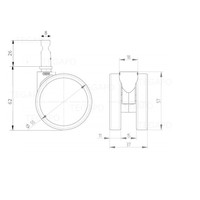 PPPU wiel 55mm stift 8mm