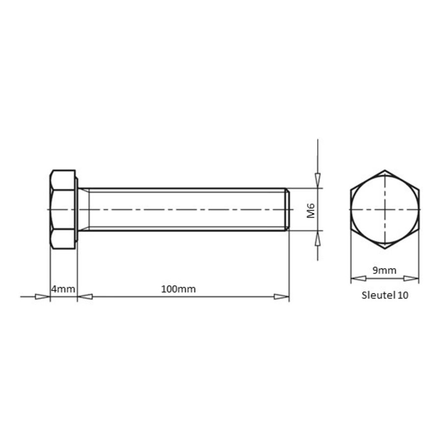 Zeskanttapbout M6x100