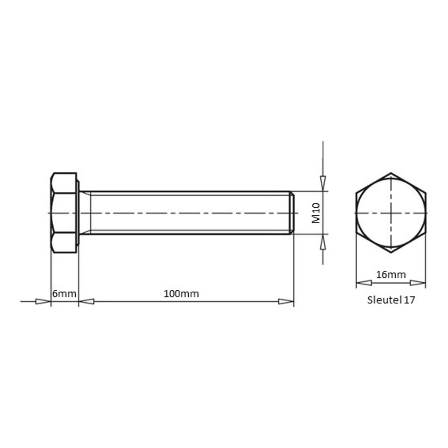 Zeskanttapbout M10x100