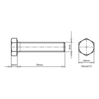 Zeskanttapbout M10x70