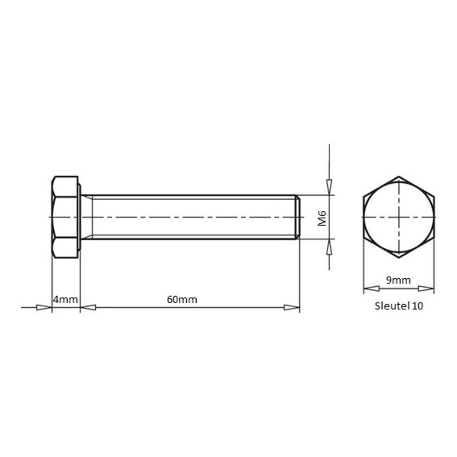 Zeskanttapbout M6x60