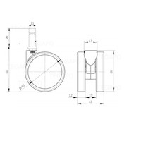 PAROL wiel 65mm krans 27mm stift 11mm