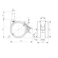 PAROL wiel 65mm krans 32mm stift 10mm