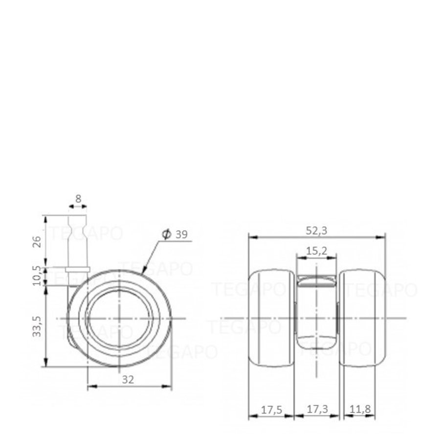 PATPLOW wiel 39mm stift 8mm