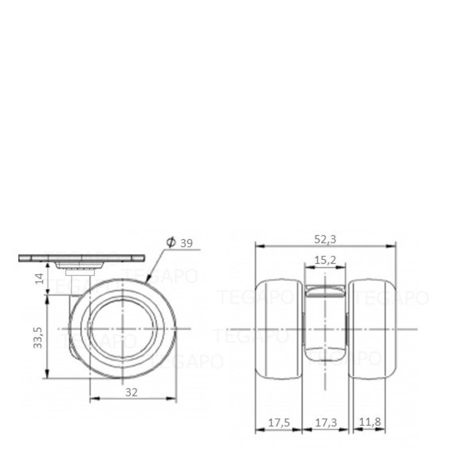 PATPLOW wiel 39mm plaat 42x42mm-2