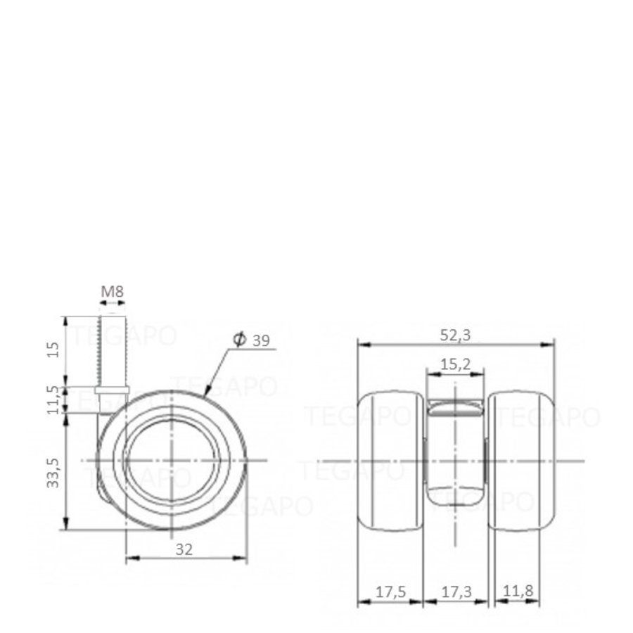 PATPLOW wiel 39mm bout M8x15