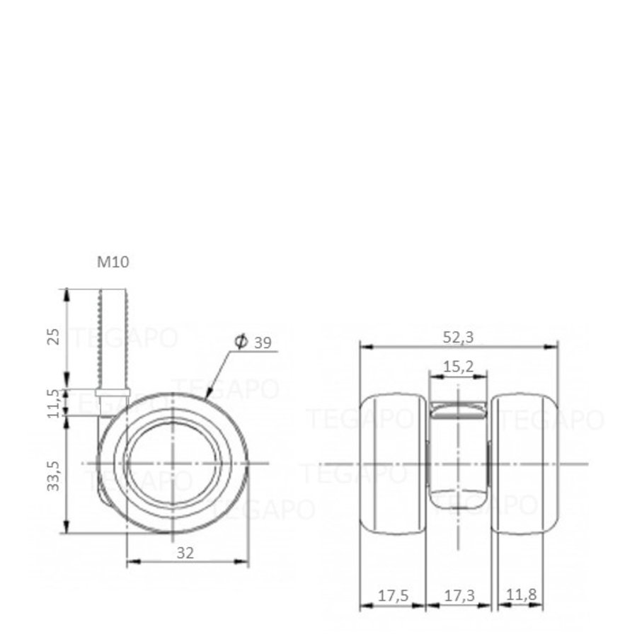 PATPLOW wiel 39mm bout M10x25