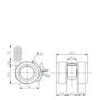 PATPLOW wiel 39mm plug 18mm met rem