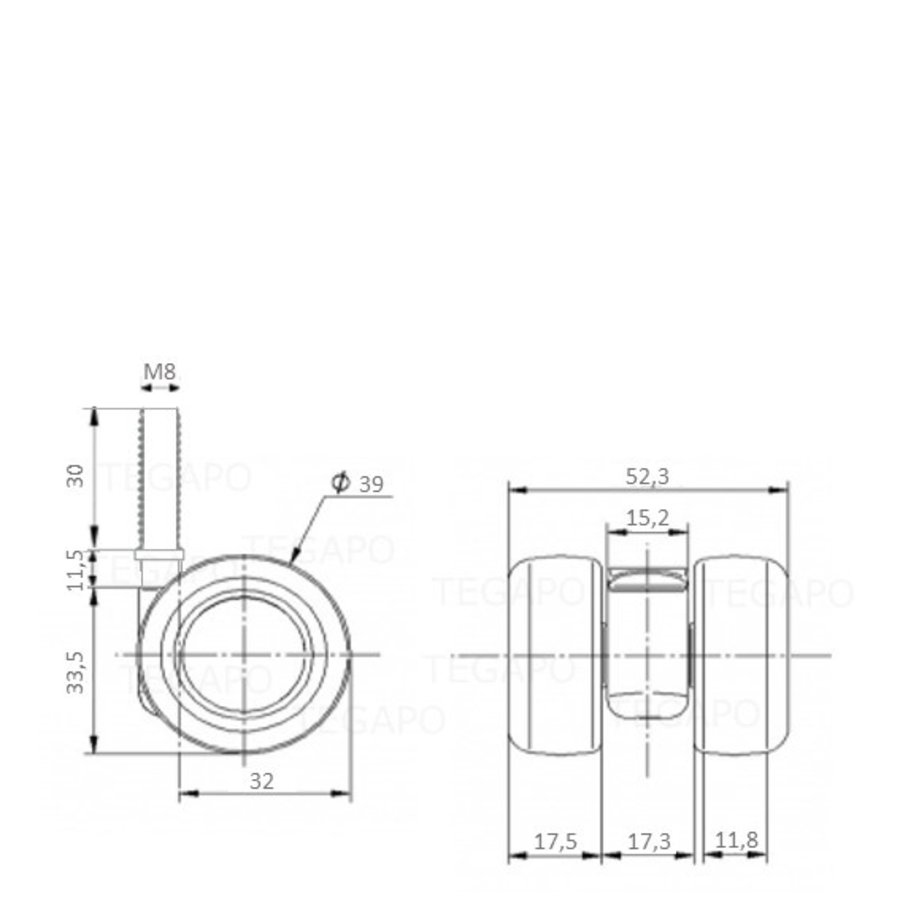 PATPLOW wiel 39mm bout M8x30