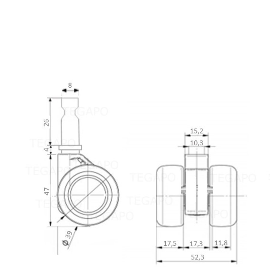 PATPHIGH wiel 39mm stift 8mm