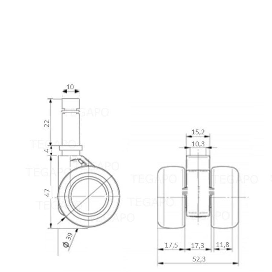 PATPHIGH wiel 39mm stift 10mm