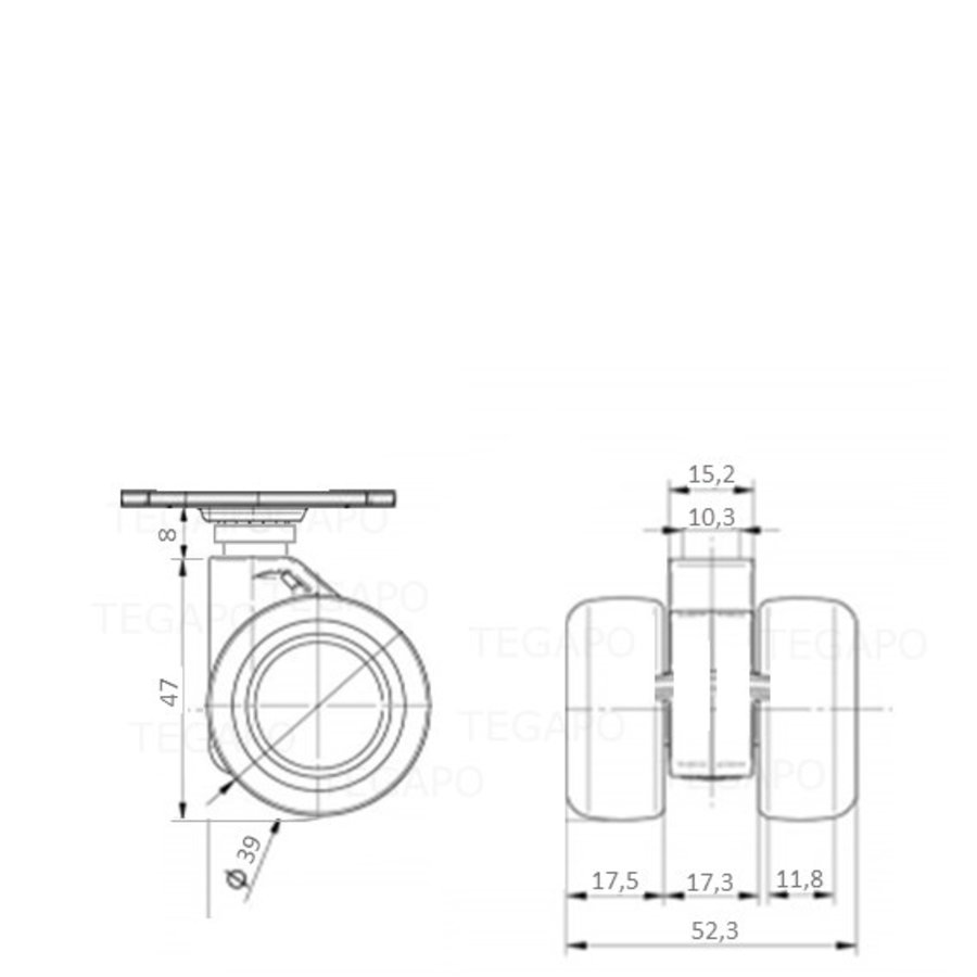 PATPHIGH wiel 39mm plaat 42x42mm