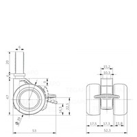 PATPHIGH wiel 39mm bout M6x20 met rem