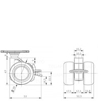 PATPHIGH wiel 39mm plaat 42x42mm met rem