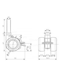 PATPHIGH wiel 39mm bout M10x25 met rem