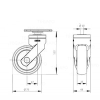 SYTP afdekkap wiel 75mm plaat 42x42mm