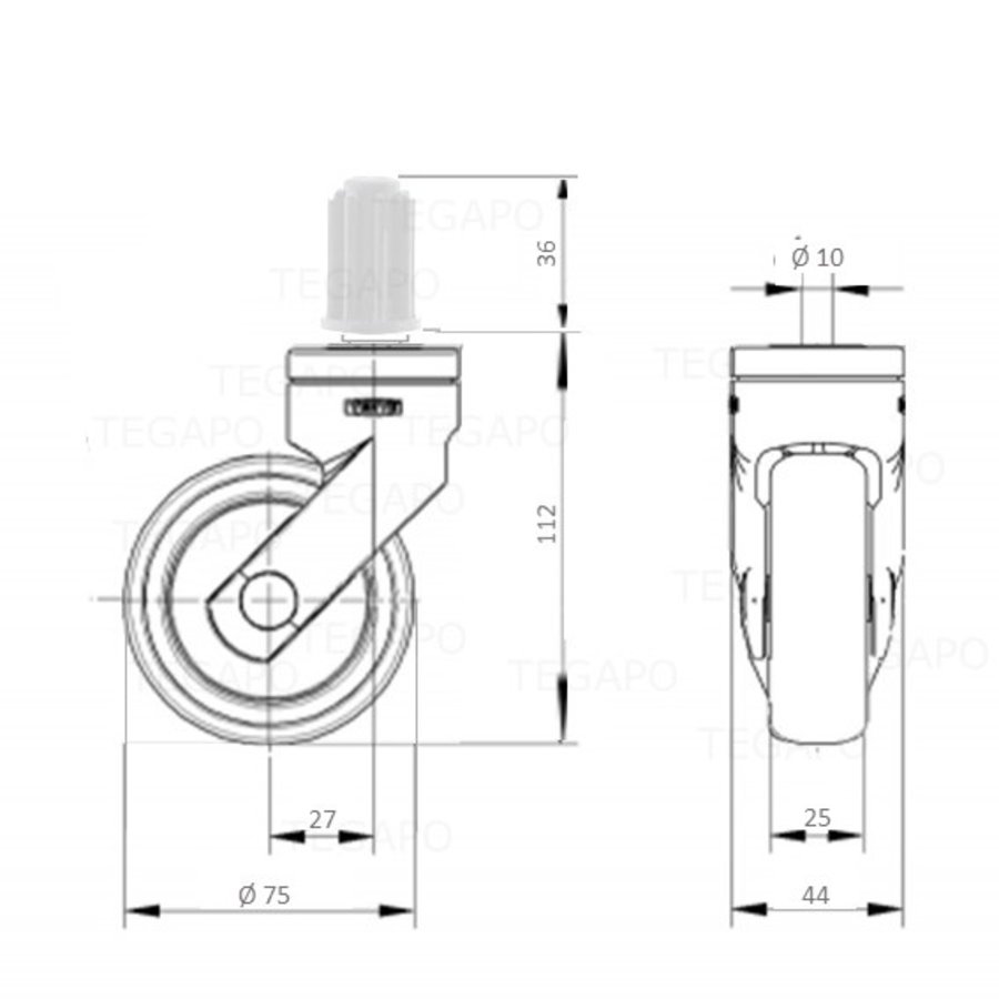 SYTP afdekkap wiel 75mm plug 16mm