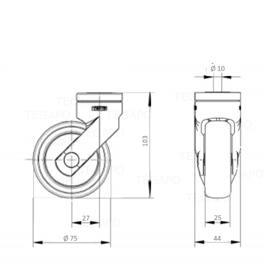 SYTP wiel 75mm