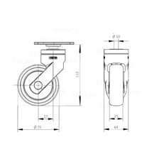 SYTP wiel 75mm plaat 42x42mm