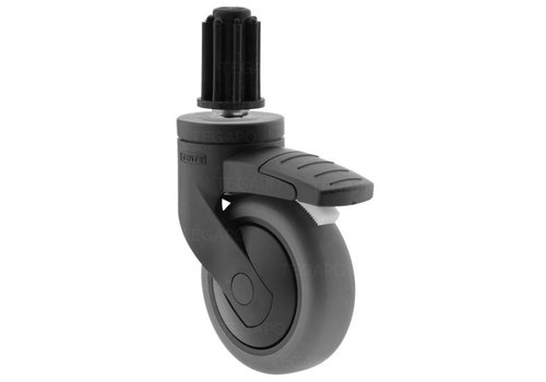 SYTP zwart afdekkap wiel 75mm plug rond 20mm met rem 