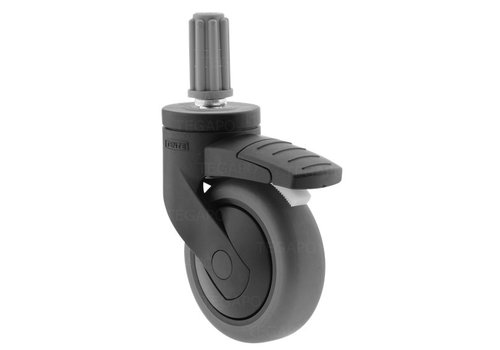 SYTP zwart afdekkap wiel 75mm plug rond 18mm met rem 