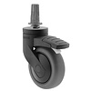 SYTP zwart afdekkap wiel 75mm plug rond staal 13mm met rem