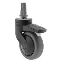 SYTP zwart afdekkap wiel 75mm plug rond staal 13mm met rem