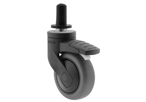 SYTP zwart afdekkap wiel 75mm plug rond kunststof 13mm met rem 