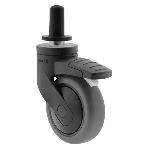 SYTP zwart afdekkap wiel 75mm plug rond kunststof 13mm met rem 