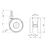 PAPU HIGH wiel 75mm plug rond kunststof 13mm