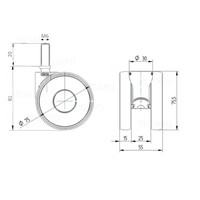 PAPU HIGH wiel 75mm bout M6x20