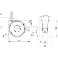 thumb-PAPU HIGH wiel 75mm plug rond kunststof 13mm met rem-3
