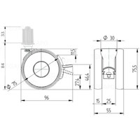 PAPU HIGH wiel 75mm plug vierkant 26mm met rem