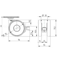 thumb-PAPU HIGH wiel 75mm plaat 42x42mm met rem-3