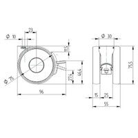 PAPU HIGH wiel 75mm met rem