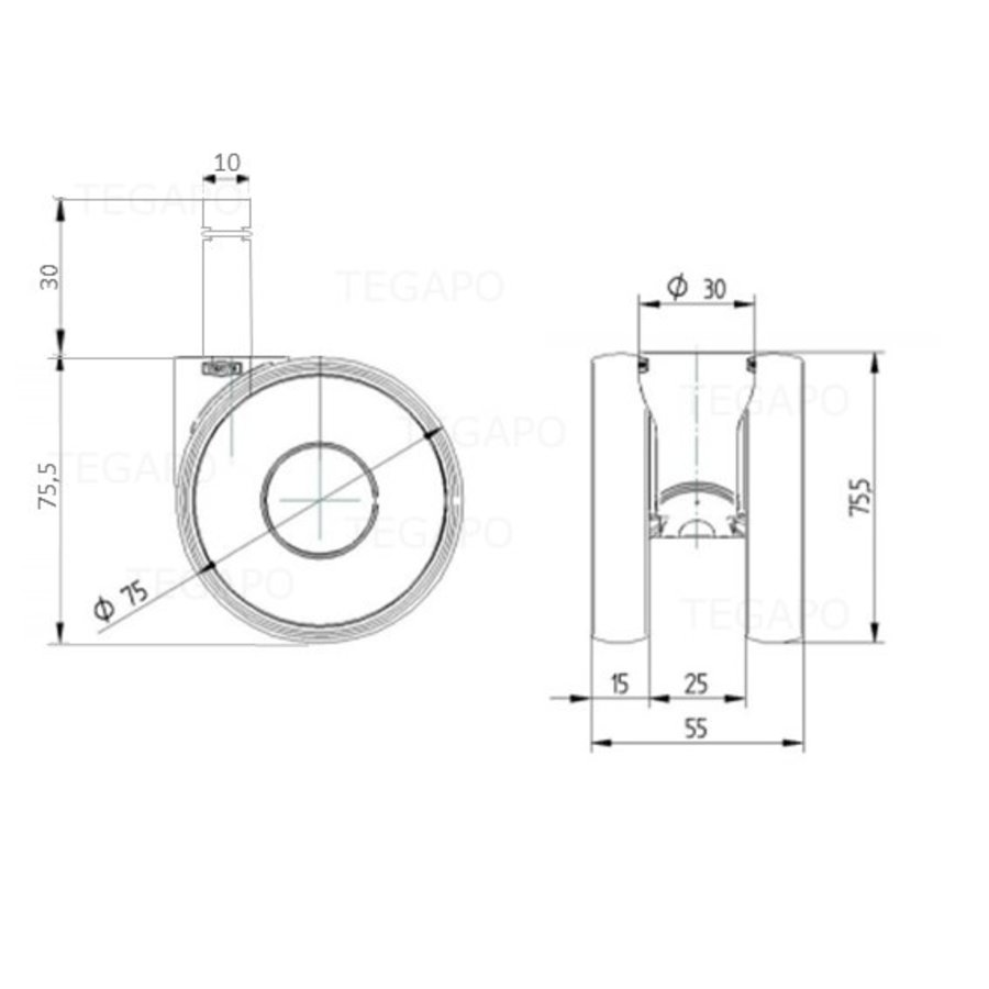 PAPU HIGH wiel 75mm stift 10mm (30)