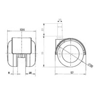 PPTP luxe wiel 50mm stift 10mm