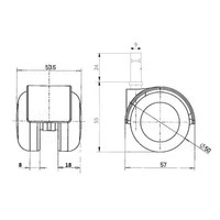 PPTP luxe wiel 50mm stift 9mm