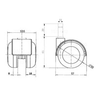 PPTP wiel 50mm stift 11mm