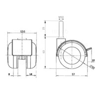 PPTP wiel 50mm bout M10x25 met rem