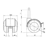 PPTP wiel 50mm bout M6x25 met rem